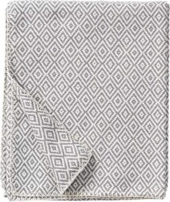 KLIPPAN - STELLA - Katoenen Plaid - Grijs - 140x180