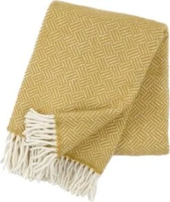 Klippan - Plaid - Deken - Samba - 100% Lamswol - Geel-wit - 200 X 130 Cm - Wasbaar - Duurzaam Geproduceerd -