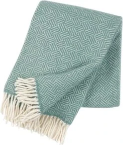 Plaid Samba Lamswol Mintgroen-wit, 130x200 Cm | Klippan
