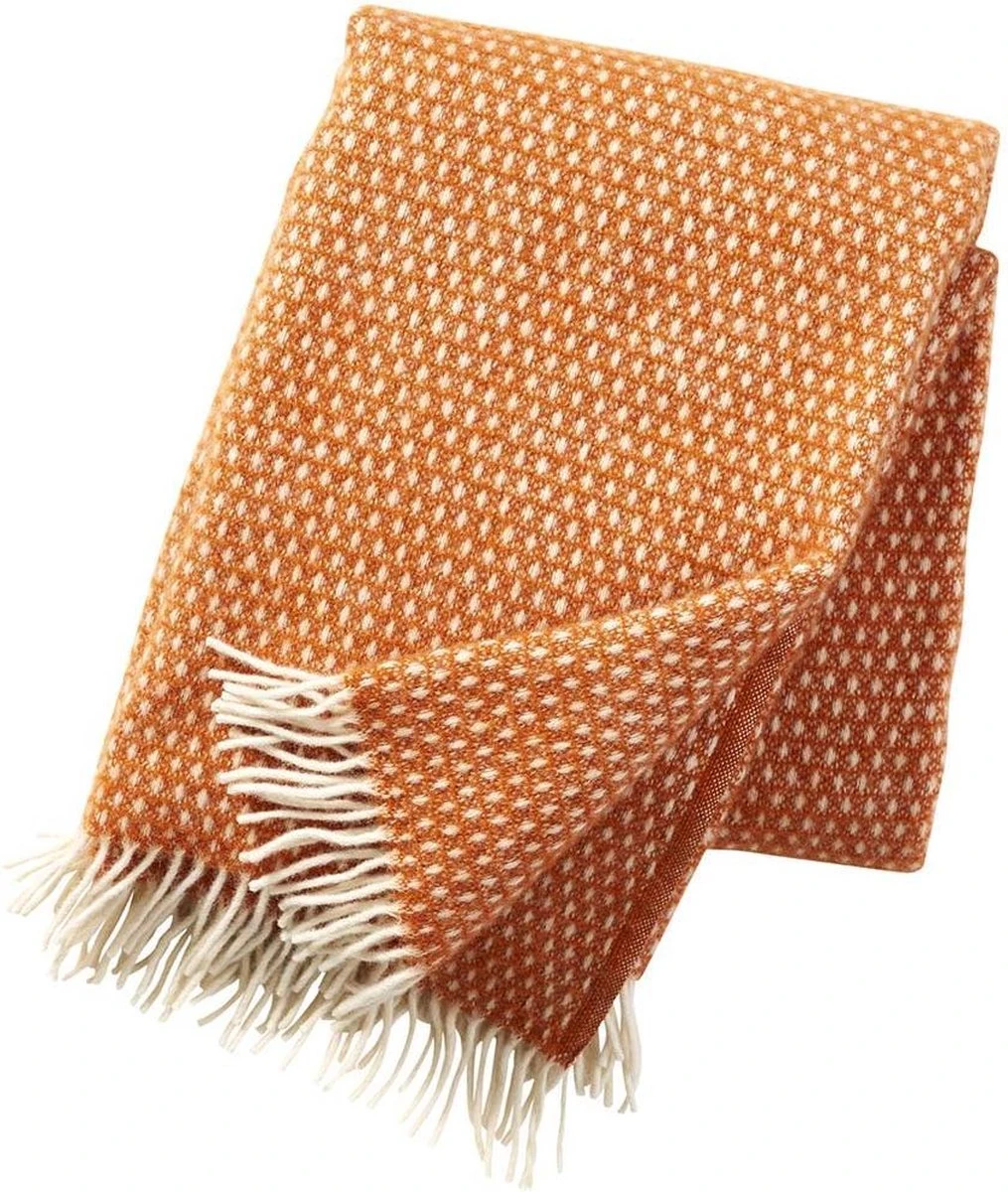 Klippan Wollen Plaid- Lamswol - Knut - Oranje - 130x200cm 3 Klippan Wollen Plaid- Lamswol - Knut - Oranje - 130x200cm