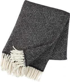 Plaid Lamswol Samba Zwart-wit 200x130cm