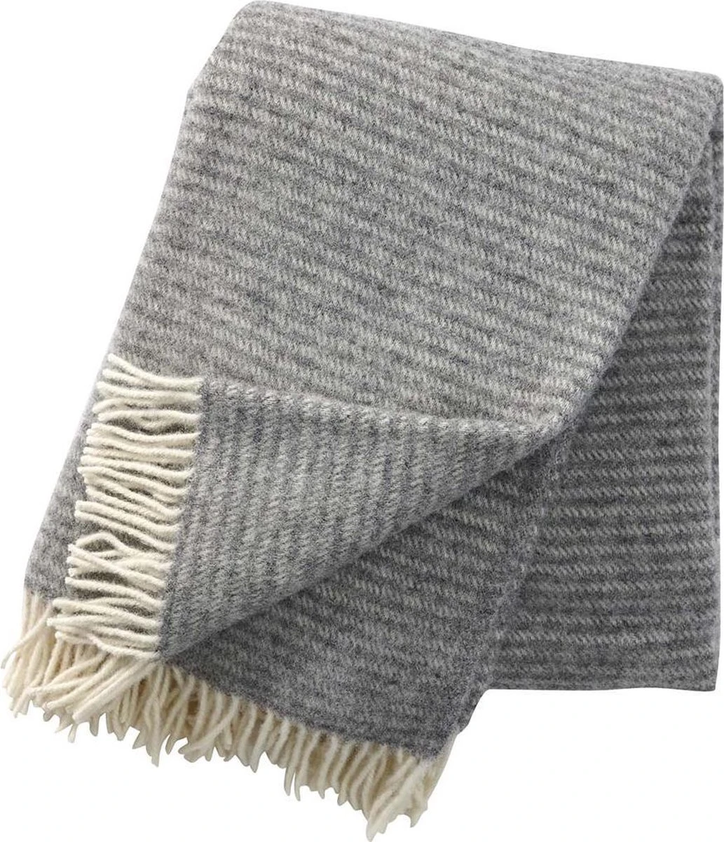 Klippan - Plaid Ralph - Light Grey - Licht Grijs Met Wolwit- 100% Wol - Eco Wol - 130cm X 200cm 3 Klippan - Plaid Ralph - Light Grey - Licht Grijs Met Wolwit- 100% Wol - Eco Wol - 130cm X 200cm