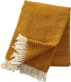 Klippan Yllefabrik Klippan Plaid Wol Ralph Mosterdgeel 200x130cm