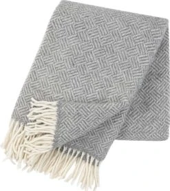 Klippan Samba - Plaid- Grijs -Wit - 100% Wol - Eco Wol - Lamswol - 200cm X 130cm - Wasbaar - Lekker Zacht