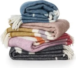 Klippan Yllefabrik Klippan- Gotland Stripe Petrol- Woondeken - Plaid - 100% Gotland Wol - 130cm X 200cm - -Klippan 1200x1078