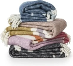 Klippan Yllefabrik Klippan 100% Wollen Plaid - Gotland Stripe Cerise- 130X200cm -Klippan 1200x1088