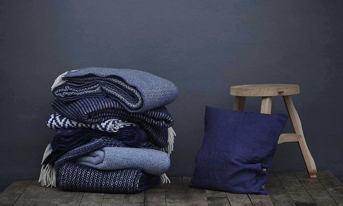 Klippan - Plaid Bjork - Wol - Blauw- Grijs - Deken 4 Klippan - Plaid Bjork - Wol - Blauw- Grijs - Deken - Afbeelding 2