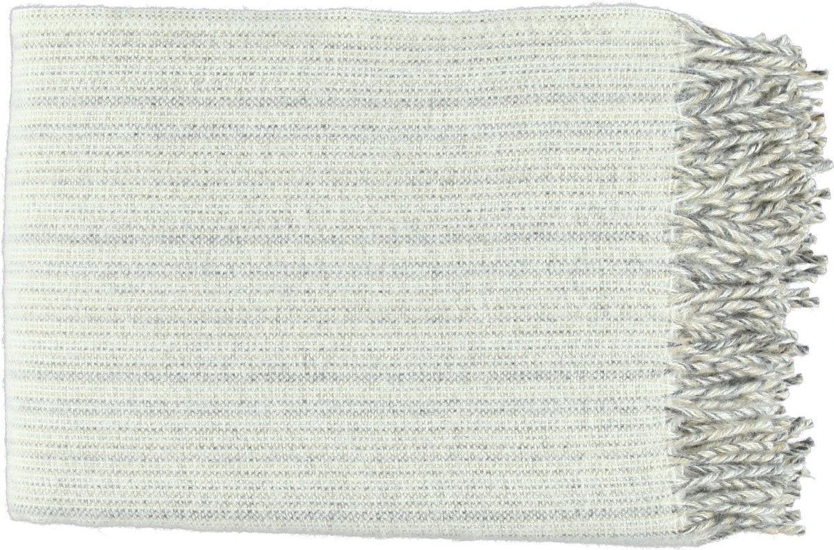 Klippan - Bjork - Plaid - 100% Eco Wol - 130 X 200 Cm - Natural Throw - Wit/Grijs Zand - Franjes - Wasbaar 4 Klippan - Bjork - Plaid - 100% Eco Wol - 130 X 200 Cm - Natural Throw - Wit/Grijs Zand - Franjes - Wasbaar - Afbeelding 2