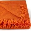 Klippan Yllefabrik Klippan- Gotland - Orange - Deken - Plaid - Woon Accessoire - Wollen Deken - Oranje - 100% Wol