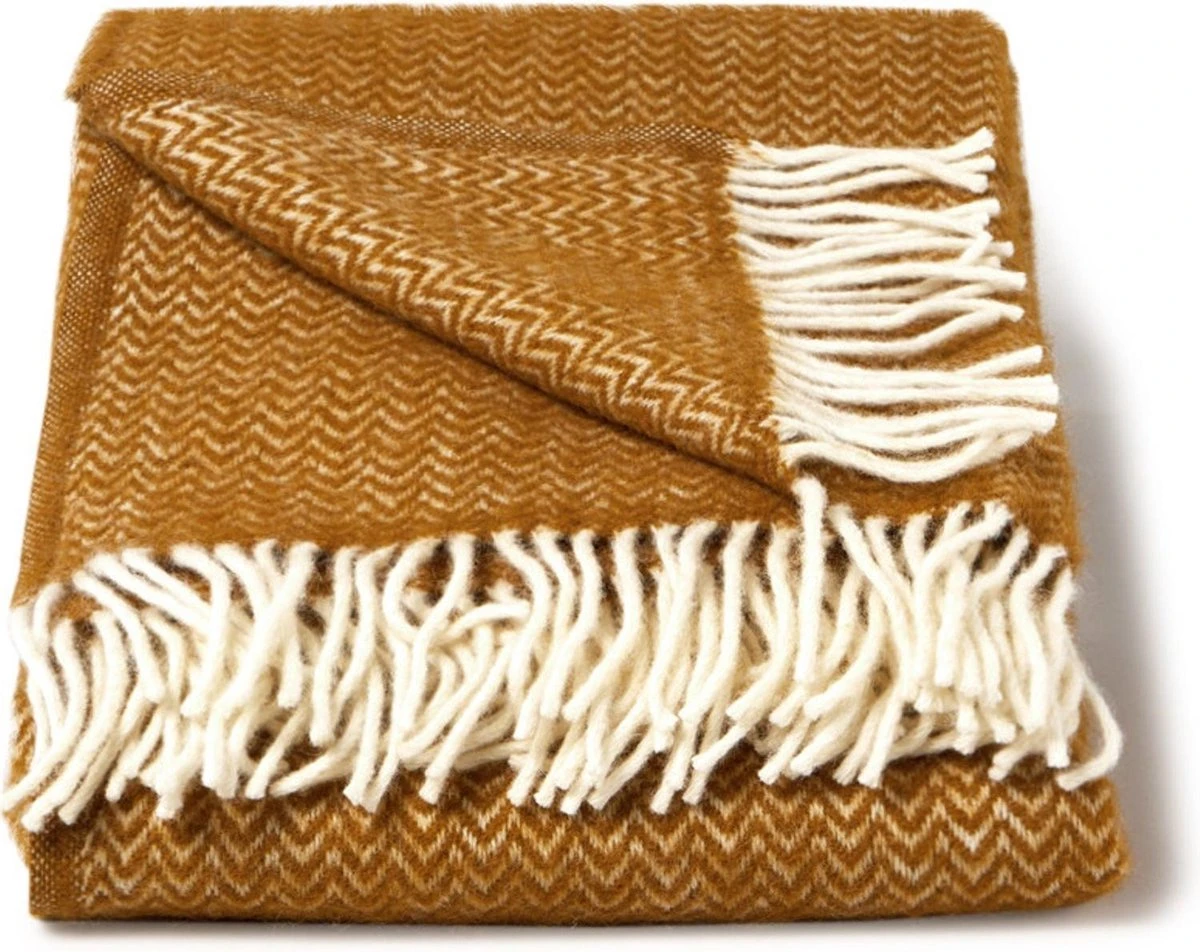 Klippan - Chevron - Wollen Plaid - Caramel - Caramel Geel - 130x200cm - Ecologische Wol - 4 Klippan - Chevron - Wollen Plaid - Caramel - Caramel Geel - 130x200cm - Ecologische Wol - - Afbeelding 2