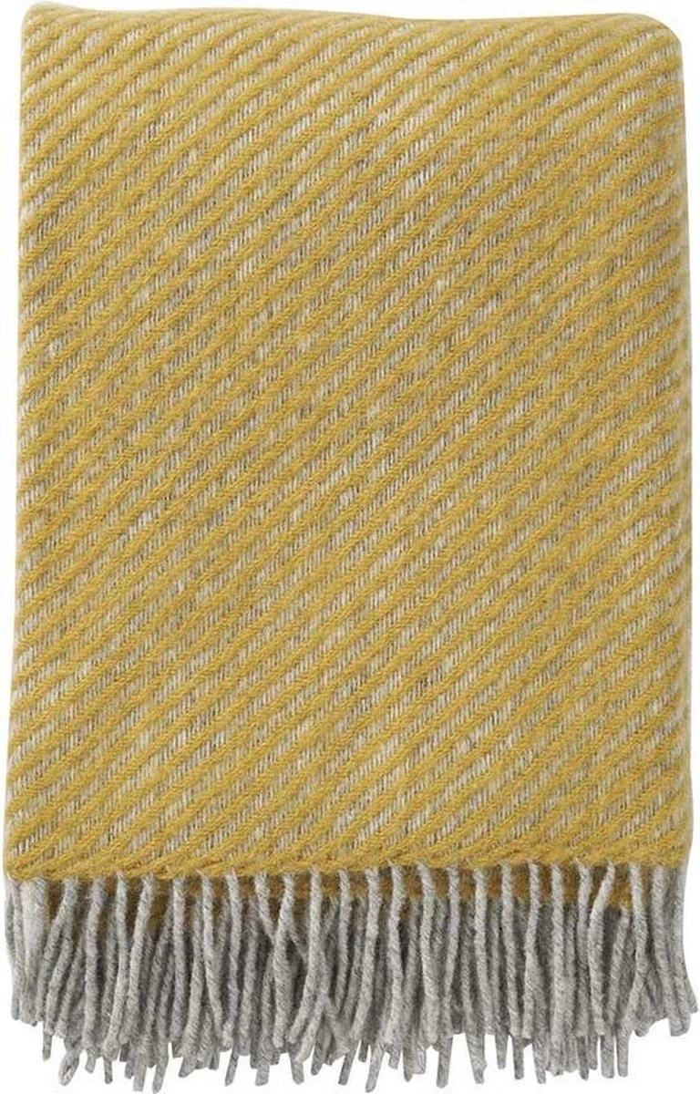 Klippan Yllefabrik Klippan Wollen Plaid Carl Geel -130x200cm 3 Klippan Yllefabrik Klippan Wollen Plaid Carl Geel -130x200cm