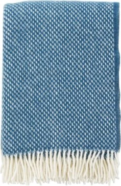 Klippan Yllefabrik Klippan - Preppy - Blue - Plaid - Wol - 100% Wol -lamswol- Preppy Blue - Petrol - Blauw