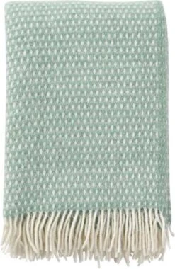 Klippan Yllefabrik Klippan - Knut - Plaid - Deken - Woondeken - Jade - Lichtgroen - Groen - 100% Wol - Wasbaar - Eco Wol