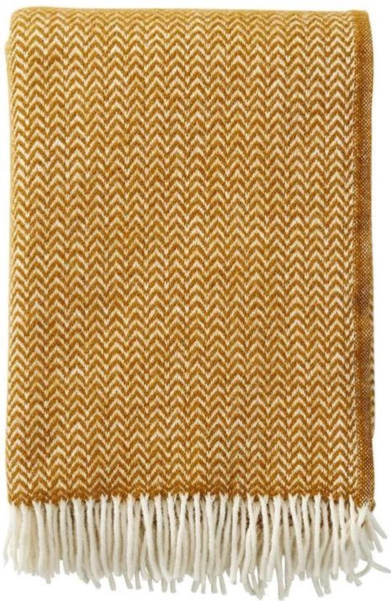 Klippan - Chevron - Wollen Plaid - Caramel - Caramel Geel - 130x200cm - Ecologische Wol - 3 Klippan - Chevron - Wollen Plaid - Caramel - Caramel Geel - 130x200cm - Ecologische Wol -
