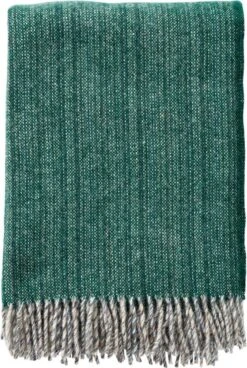 Klippan Yllefabrik Klippan Björk - Plaid - Forest Green - Groen - 100% Wol - Deken