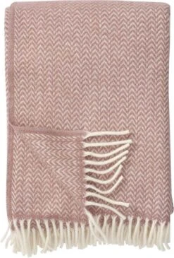 Klippan- Chevron - Chevron - Wollen Plaid - Nude - Roze - 130x200cm - Ecologische Wol - Wasbaar