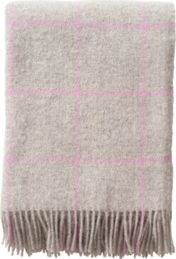 Klippan Yllefabrik Klippan Wollen Plaids- Warne Wollen Deken- Vinga Pink-130x200 Cm