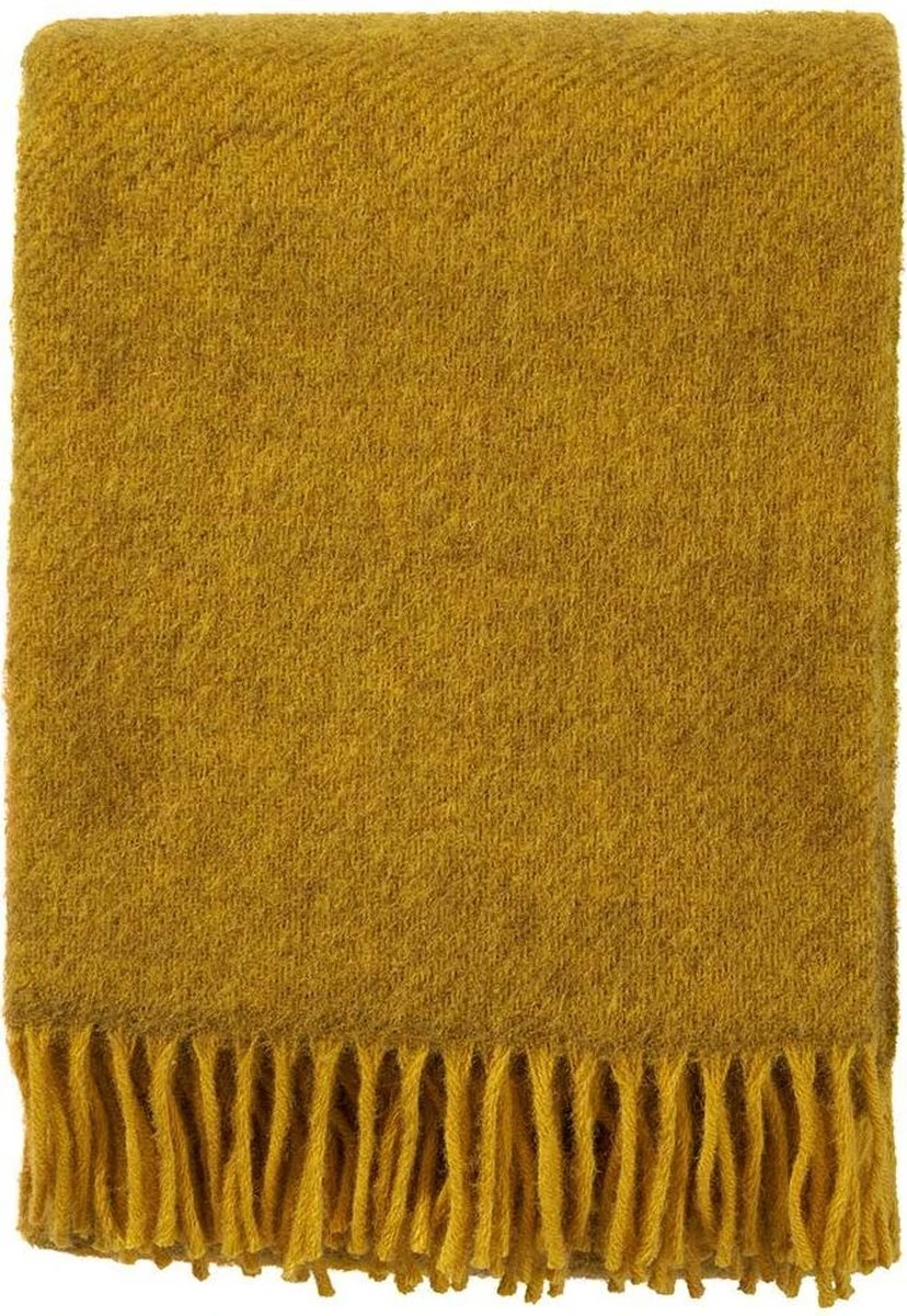 Klippan Yllefabrik Klippan Wollen Plaid Gotland Oker-geel - 130x200cm 3 Klippan Yllefabrik Klippan Wollen Plaid Gotland Oker-geel - 130x200cm