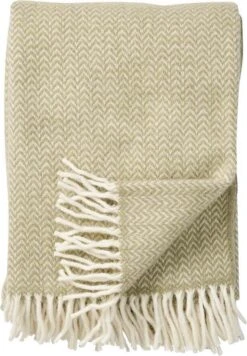 Klippan - Chevron - Wollen Plaid - Green - Zachtgroen - 130cm X 200 Cm - Wasbaar
