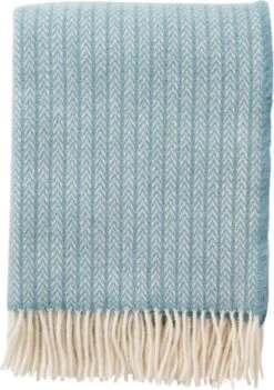 Klippan - Plaid Eco Wol Otis Lichtblauw-wit. Afmetingen 200x130 Cm