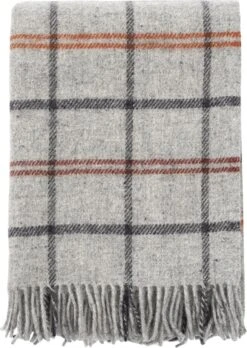 Klippan Yllefabrik Klippan Tartan - Wollen Plaid - Licht Grijs - 100% Wol - Eco Wol - Geruit Plaid - 130x200cm