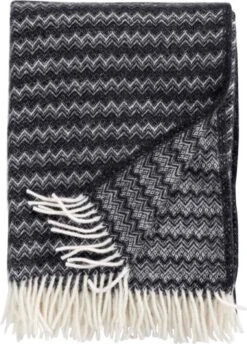 Klippan Yllefabrik Klippan - Summit - Plaid - Deken - Black - Zwart - 100% Wol - 130cm X 200cm