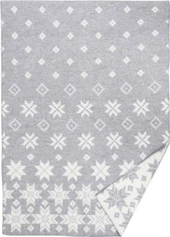 KLIPPAN - SNOWFALL - GRIJS - PLAID - 130X180