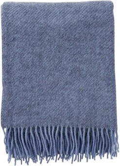 Klippan Yllefabrik Klippan- Gotland- Woondeken - Plaid - Lamswol En Gotland Wol - 130cm X 200cm - Blauw- Infinity Blue