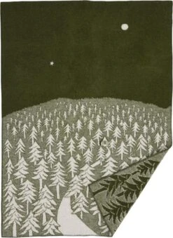 Wollen Deken House In The Forest Groen - Klippan 130x180cm