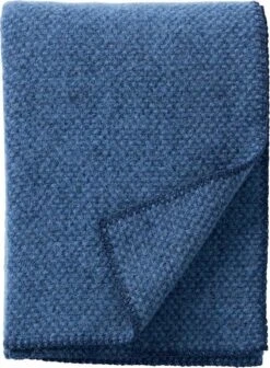 Klippan Yllefabrik Klippan - Domino Plaid - Wollen Plaid - Sea Blue - 130cm X 180cm - Blauw - 100% Wol