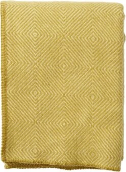 Klippan Yllefabrik Klippan- 100% Lamswollen Deken Nova- Wollen Plaid - Geel - 130x200cm