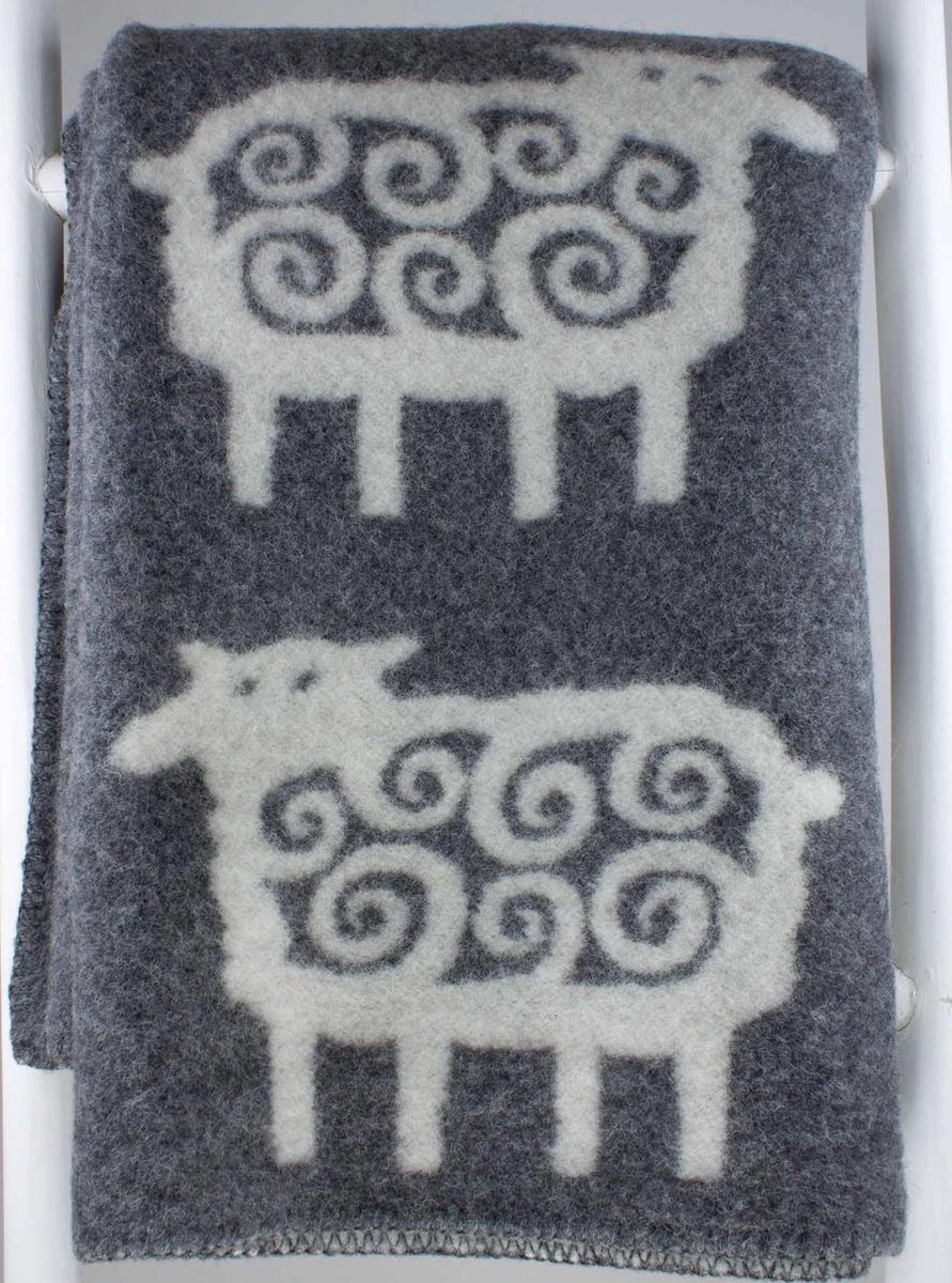 Klippan Yllefabrik Plaid Deken Sheep Schaap Lamswol Antraciet-wit Met Schapen 180 X 130 Cm 4 Klippan Yllefabrik Plaid Deken Sheep Schaap Lamswol Antraciet-wit Met Schapen 180 X 130 Cm - Afbeelding 2
