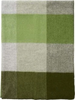 Klippan BLOCK - Wollen Plaid - Woondeken - Groen Grijs Lichtgroen - 130cm X 180cm - 100% Eco Lamswol - Vrij Van Chemicaliën