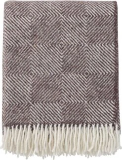 Klippan Receycled Wollen Plaid Gooseye Brown- 130x200cm Bruin