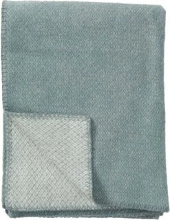 Klippan Yllefabrik Klippan Peak - Plaid - Woondeken - 100% Wol - 60% Merino Wol 40% Lamswol - Zacht Turkoois Blauwgroen Pastel -